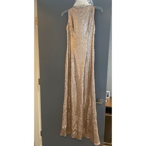 Lulu’s Gold Sequin Maxi Dress with Low Scooped Back